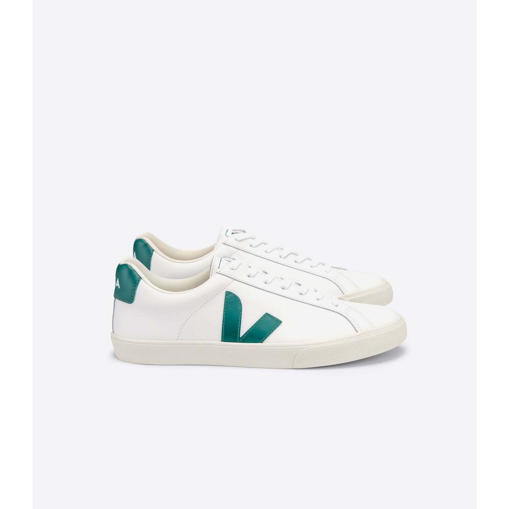 Veja ESPLAR LEATHER Joggesko Dame White/Green | NO 619KOR